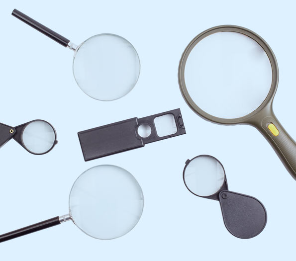 Different types of magnifying glasses