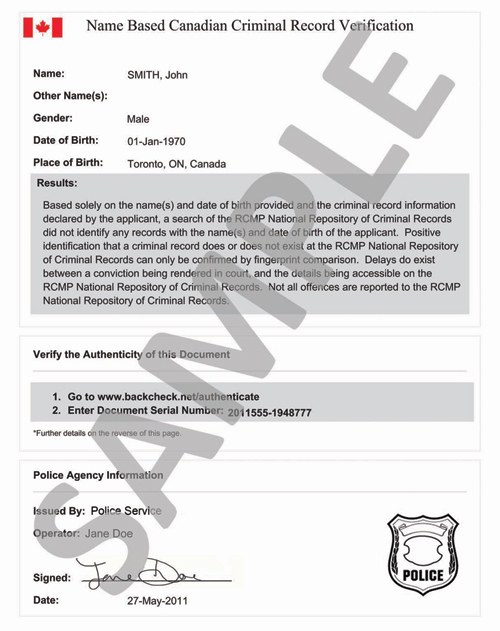 Police Certificate Sample